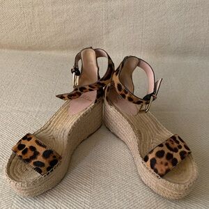 J. Crew Calf Hair Platform Wedge Espadrilles